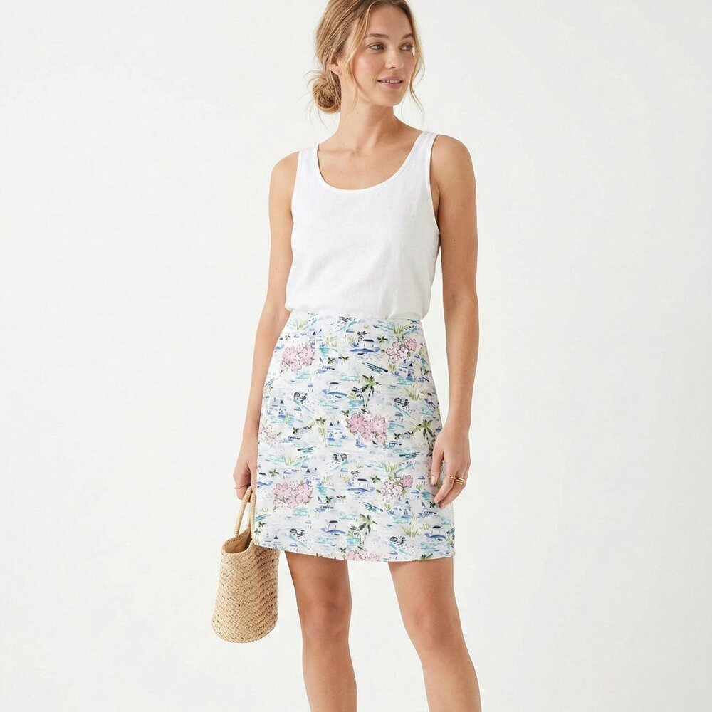 J. Jill Skirt White Beach Tropical Summer Casual Mini XL